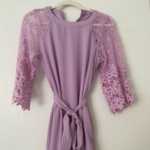 Adorable lilac crochet sleeve dress